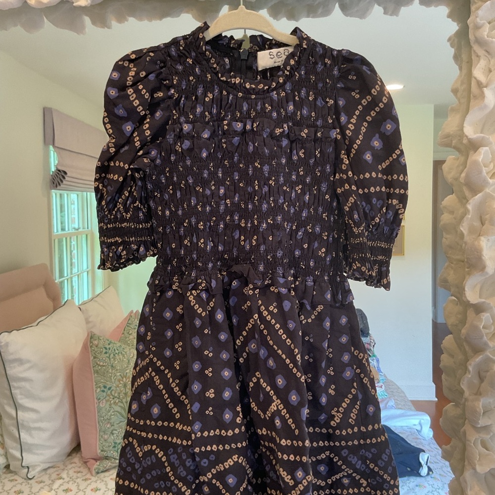 See by Chloé Kids Navy Patterned Dress